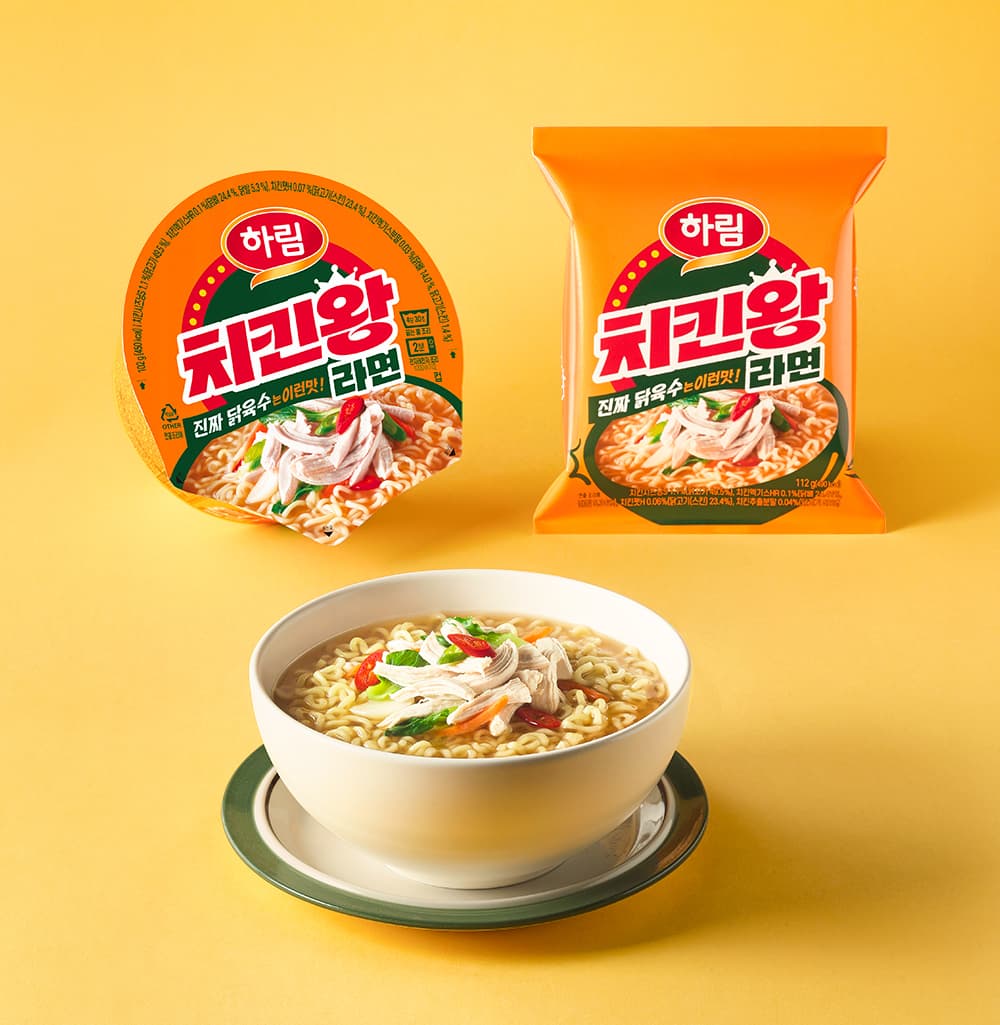 하림, 국내산 닭 육수 신제품 치킨왕라면 출시